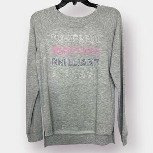 Gray Sweatshirt Powerful Brilliant Brave Girls XL (14-16) Positive Affi…